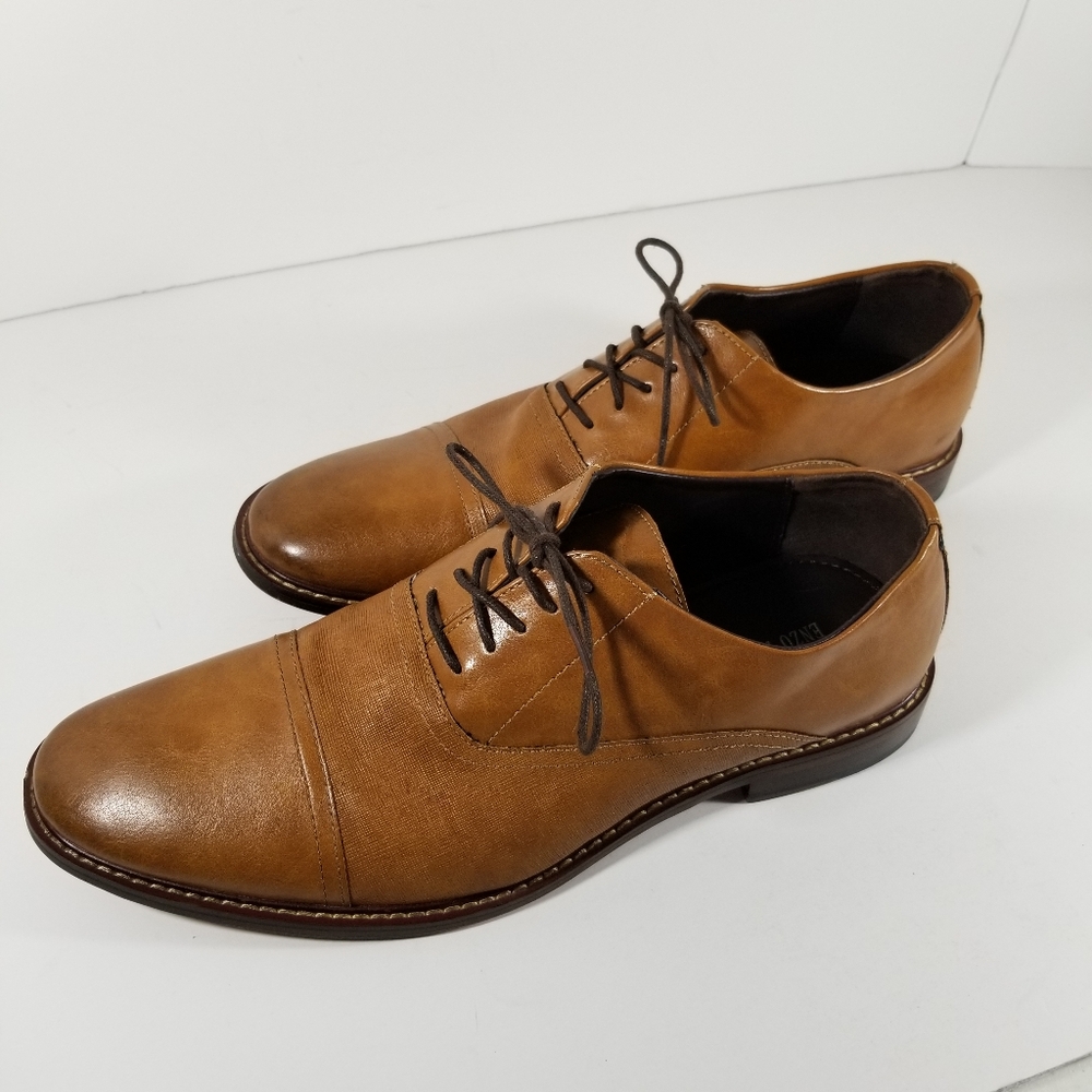 Enzo Feldini Shoes Men's 13 M Tan Brown Casual Dress Tie Oxfords